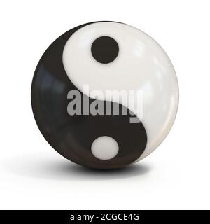 yin yang sphere 3d rendering Stock Photo