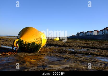 Bouys, Ambleteuse beach Stock Photo