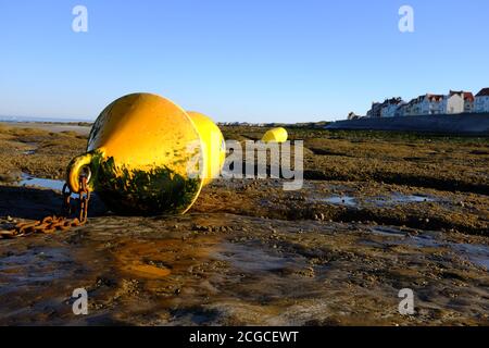 Bouys, Ambleteuse beach Stock Photo