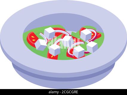 Greek fresh salad icon, isometric style Stock Vector