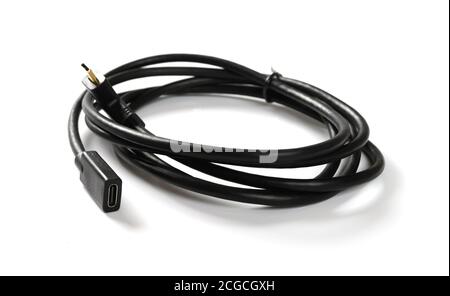 type C cable with male plug and female socket on a white background Stock Photo