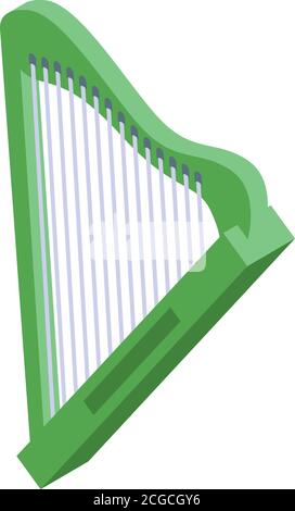 Green harp icon, isometric style Stock Vector
