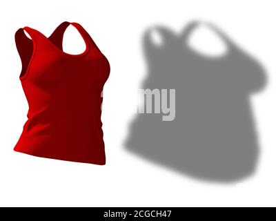 Conceptual fat overweight obese shadow female undershirt vs slim fit healthy body after weight loss or diet thin young woman on red. Stock Photo