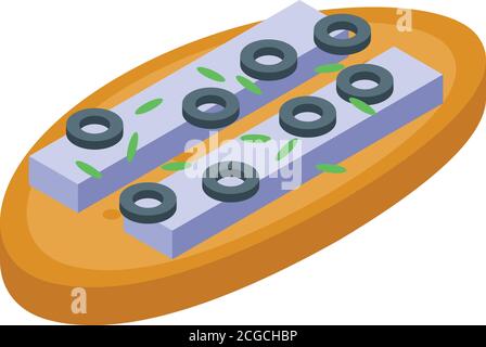Greek feta cheese icon, isometric style Stock Vector