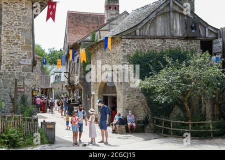 Puy Du Fou, France. 23 July 2020. Medieval buildings and craft at Puy Du Fou. Stock Photo