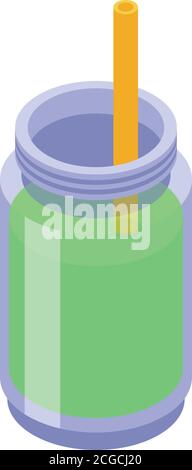 Fresh green juice icon, isometric style Stock Vector