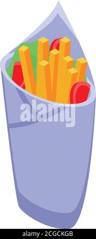 Greek fries potato icon, isometric style Stock Vector