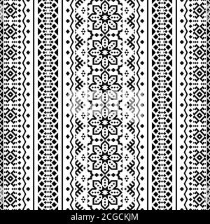 Ikat inca ethnic pattern traditional style logo design vector in black white color Stock Vector