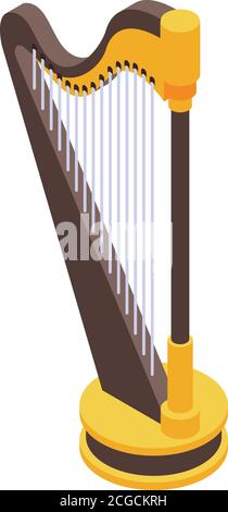 School harp icon, isometric style Stock Vector