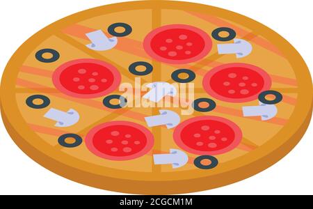 Greek pizza icon, isometric style Stock Vector