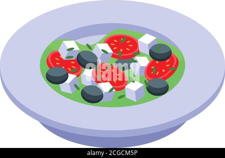 Greek salad icon, isometric style Stock Vector