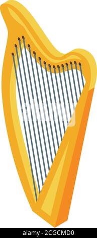 Lesson harp icon, isometric style Stock Vector