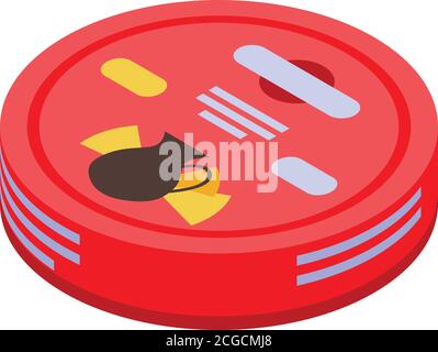 Cheese round package icon, isometric style Stock Vector