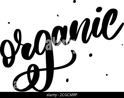 Collection of Green Healthy Organic Natural Eco Bio Food Products lettering calligraphy Stock Vector