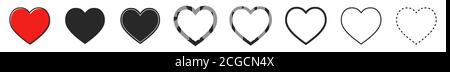 Heart vector icons. Set of love symbols on white background. Vector illustration. Concept of love Stock Vector