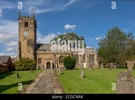 All Hallows Church exterior in summer Sutton on the Forest near York North Yorkshire England UK United Kingdom GB Great Britain Stock Photo