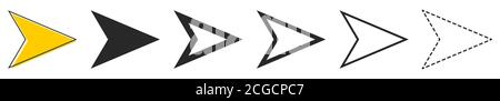 Arrows vector icons. Set of arrows on white background. Vector illustration. Various black arrows to right. Stock Vector