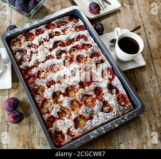 Delicious sheet cake with plums from germany Stock Photo