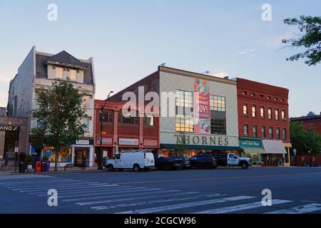 NORTHAMPTON, MA -12 AUG 2020- View of buildings in downtown Northampton, Massachusetts, home to Smith College. Stock Photo