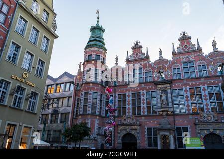 Gdansk, North Poland - August 15, 2020: Polish architecture in the old town at the famous city center Stock Photo