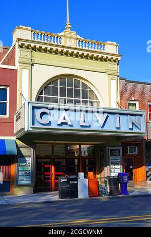 NORTHAMPTON, MA -12 AUG 2020- View of buildings in downtown Northampton, Massachusetts, home to Smith College. Stock Photo