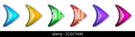 Arrows set. Glossy arrows. Vector illustration. Color arrows isolated. Abstract bright arrows Stock Vector