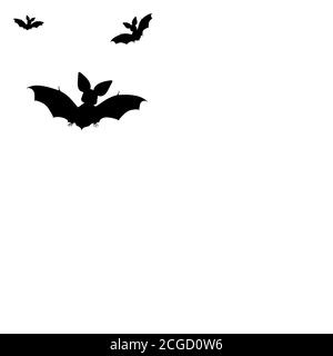 Terrifying black bats on white Halloween background. Silhouettes of ...