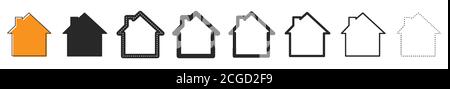 House vector icons. Set of houses symbols on white background. Vector illustration. Various black building icons. Stock Vector