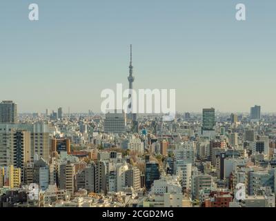 Tokyo skyline. Tokyo Skytree from Bunkyo center, aerial city view Stock Photo