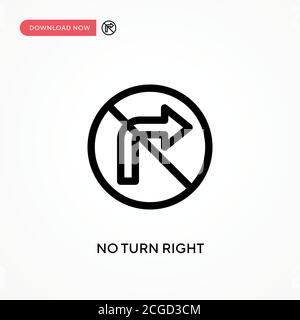 No turn right Simple vector icon. Modern, simple flat vector illustration for web site or mobile app Stock Vector