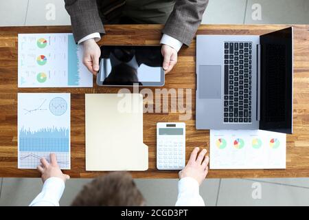 Partners making profitable deal Stock Photo