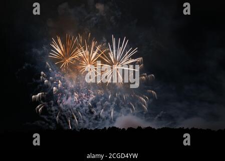 Colored firework background with free space for text Stock Photo