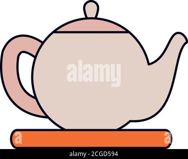 Tea teapot hot beverage fresh line and fill Vector Image