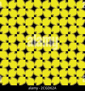 Vector seamless pattern texture background with geometric shapes, colored in yellow, gold and black colors. Stock Vector