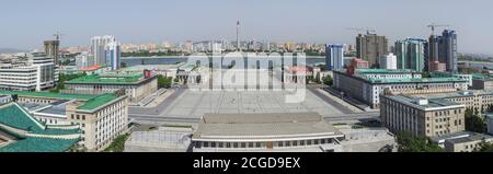 View on the city from the Grand people's study house, Pyongan Province, Pyongyang, North Korea Stock Photo