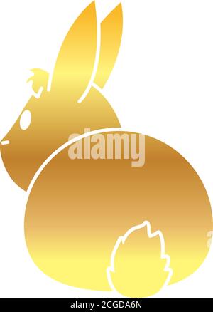 rabbit back icon over white background, line and fill style, vector ...