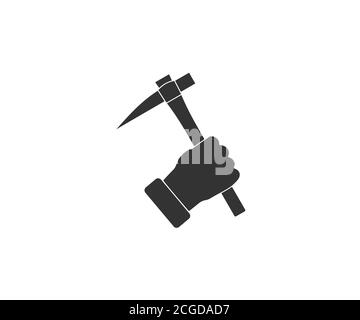 Hand holding pickaxe icon. Vector illustration, flat design. Stock Vector