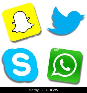 Whatsapp Skype Twitter Snapchat Stock Photo
