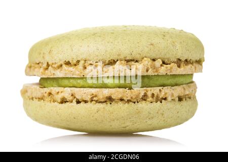 Pistachio macaroon cookies isolated on white background Stock Photo