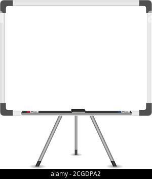 White Board vector with duster and marker isolated on white background. Stock Vector