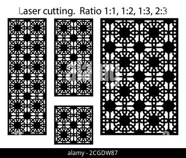 Shade screen, privacy fence template. Laser cut vector panel, screen, fence, divider. Cnc decorative pattern, jali design, interior element. Islamic Stock Vector