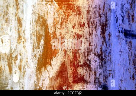 Photo wall texture old and rusty with paper and defects Stock Photo