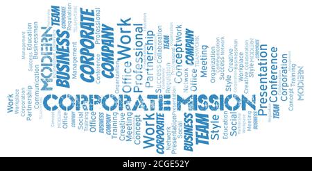 Corporate Mission vector word cloud, made with the text only. Stock Vector