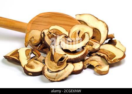 Dried sliced porcini mushrooms Stock Photo