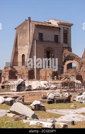 Rome, Italy - June 29, 2010: Old Casina Farnese, in Renaissance style, still stands in the Palatine Hill area, near the Roman Forum area. Stock Photo
