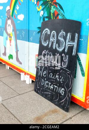 fun cash only outside traders in London during coronavirus movement, 2020 Stock Photo