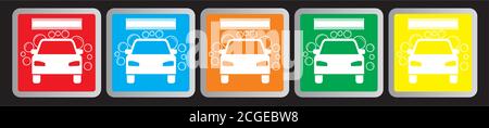 Signs, buttons for car wash. Vector illustration, EPS10. Stock Vector
