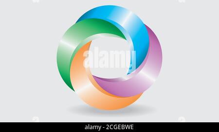Intertwined circular symbol logo element. Vector illustration. EPS10. Stock Vector