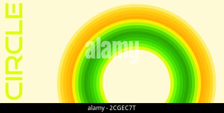 Abstract striped orange, green and yellow circle on cream background. Simple vector graphic pattern Stock Vector
