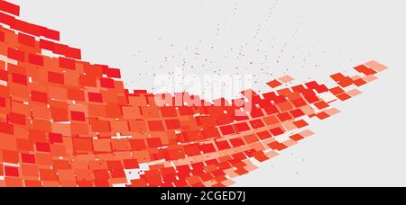 Technical 3d background with abstract red shape on a light gray. Futuristic vector graphics Stock Vector